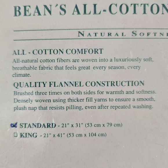 L.L.Bean All Cotton SOFT Flannel Pillowcases 1995 New in Pkg WILDWOOD Portugal - Picture 7 of 12